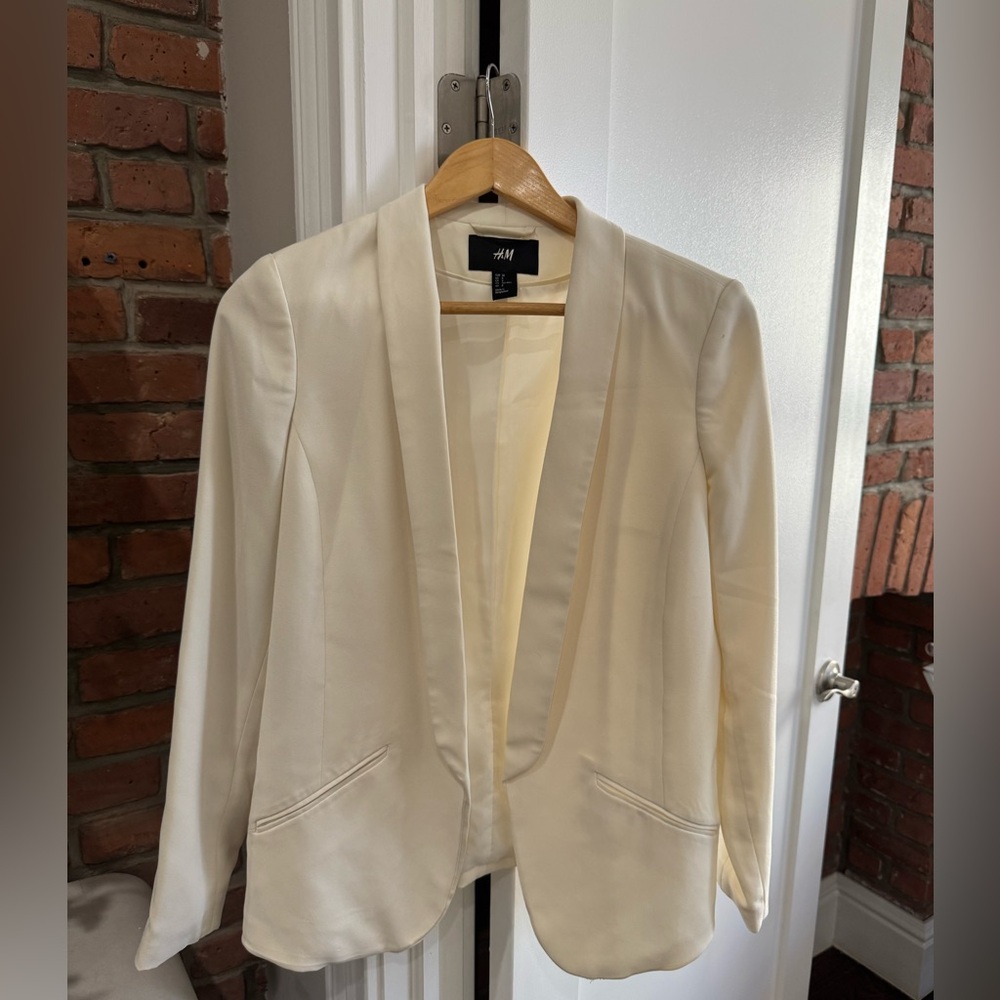 H&M Cream Open-Front Blazer Jacket